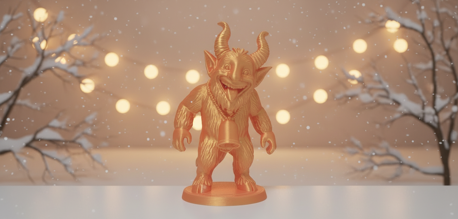 Golden Furry Smiling Demon Christmas Figure