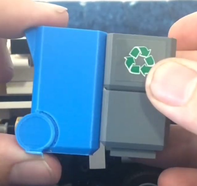 Lego Electric Garbage Truck Trash/Recycling cans