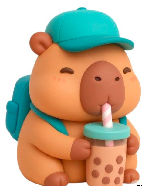 Capibara drinking bubble tea