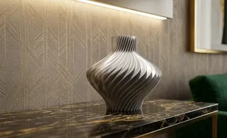 Elegant Twisted Silver 3D Printed Vase