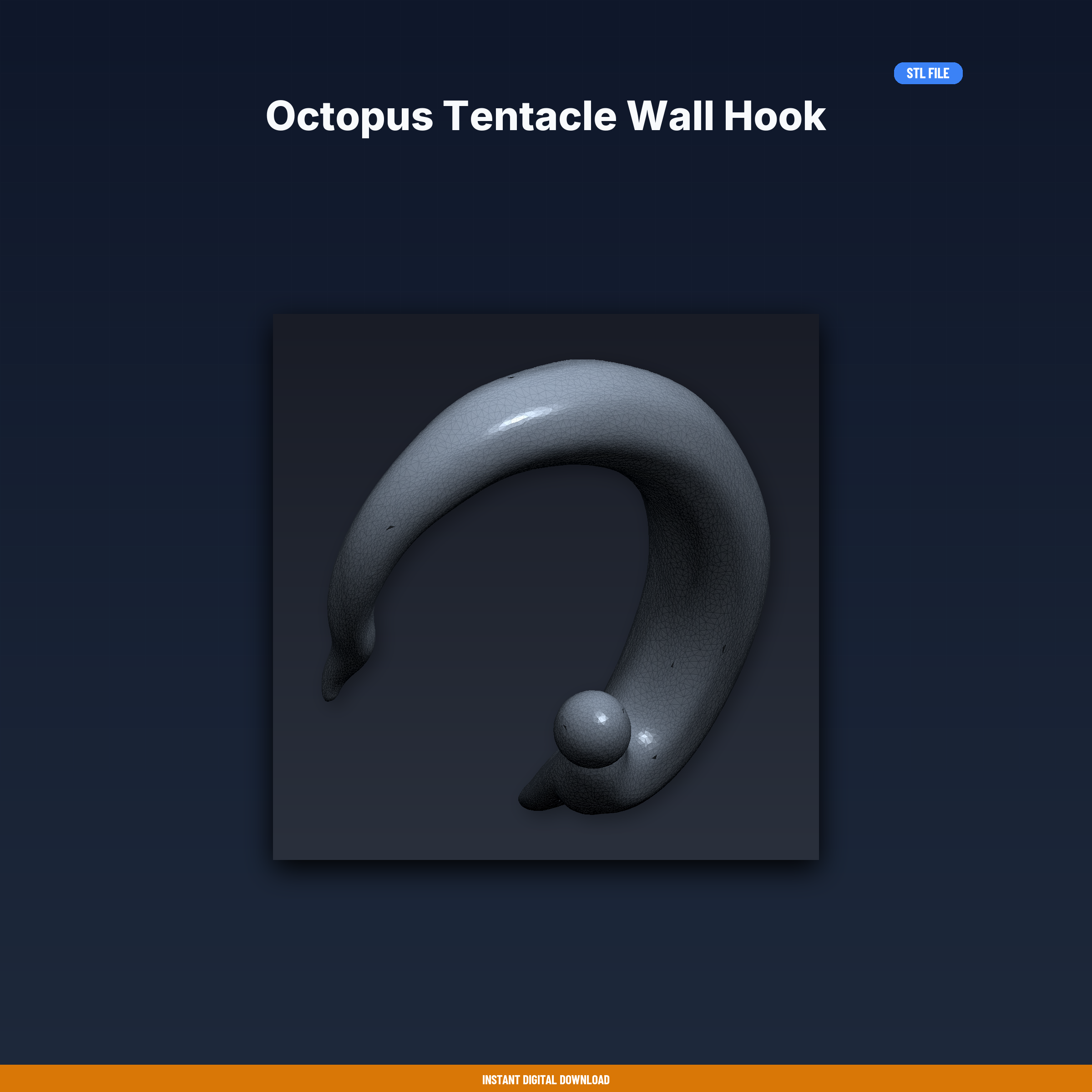 Octopus Tentacle Wall Hook - 3D Printable STL File