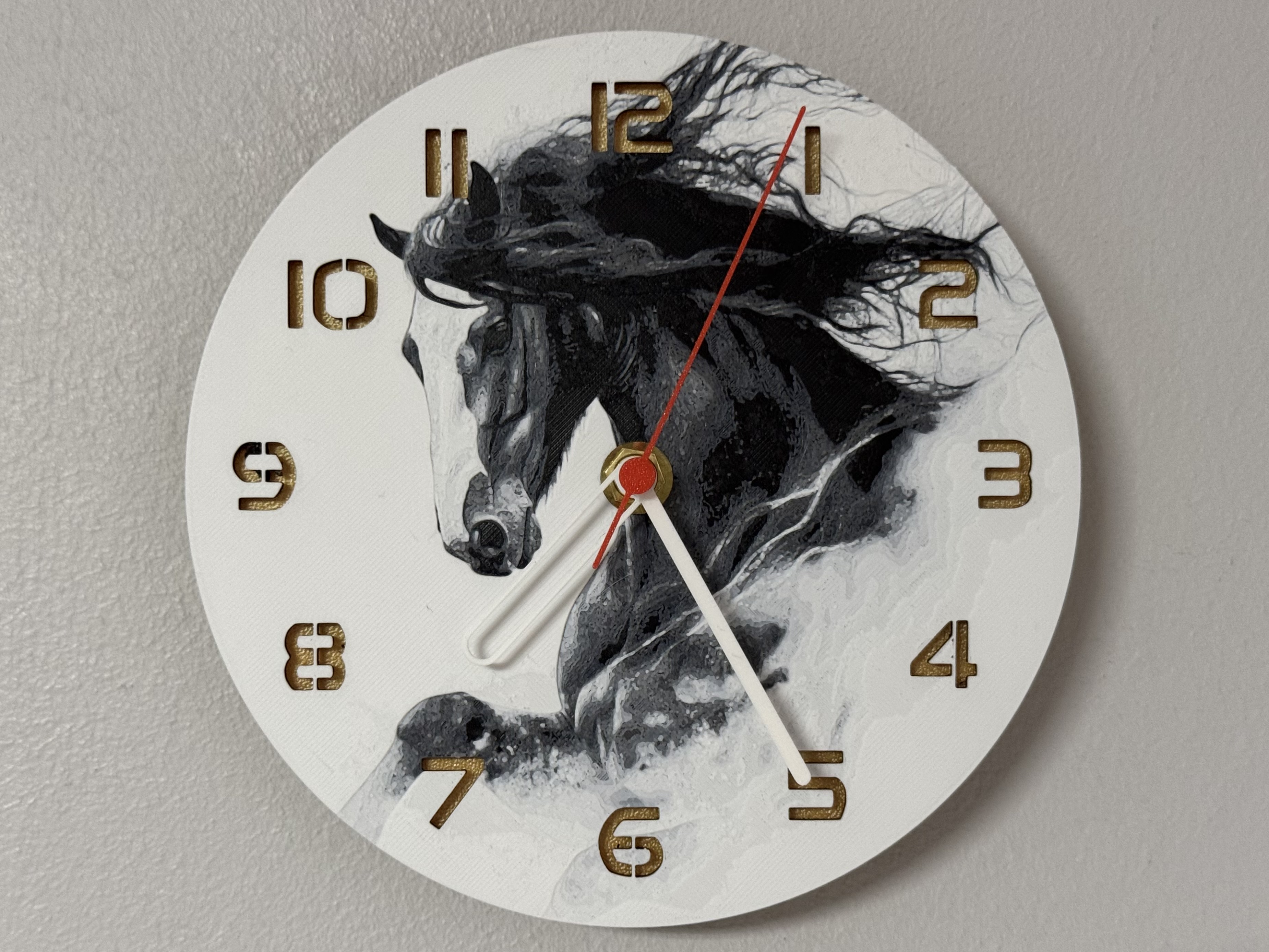 wall / desk clock running Horse