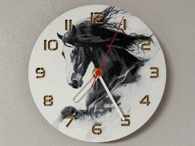 wall / desk clock running Horse