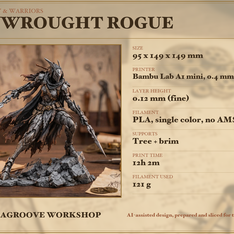 Unwrought Rogue Miniature, Fantasy DnD Figure by Dagroove Workshop ...