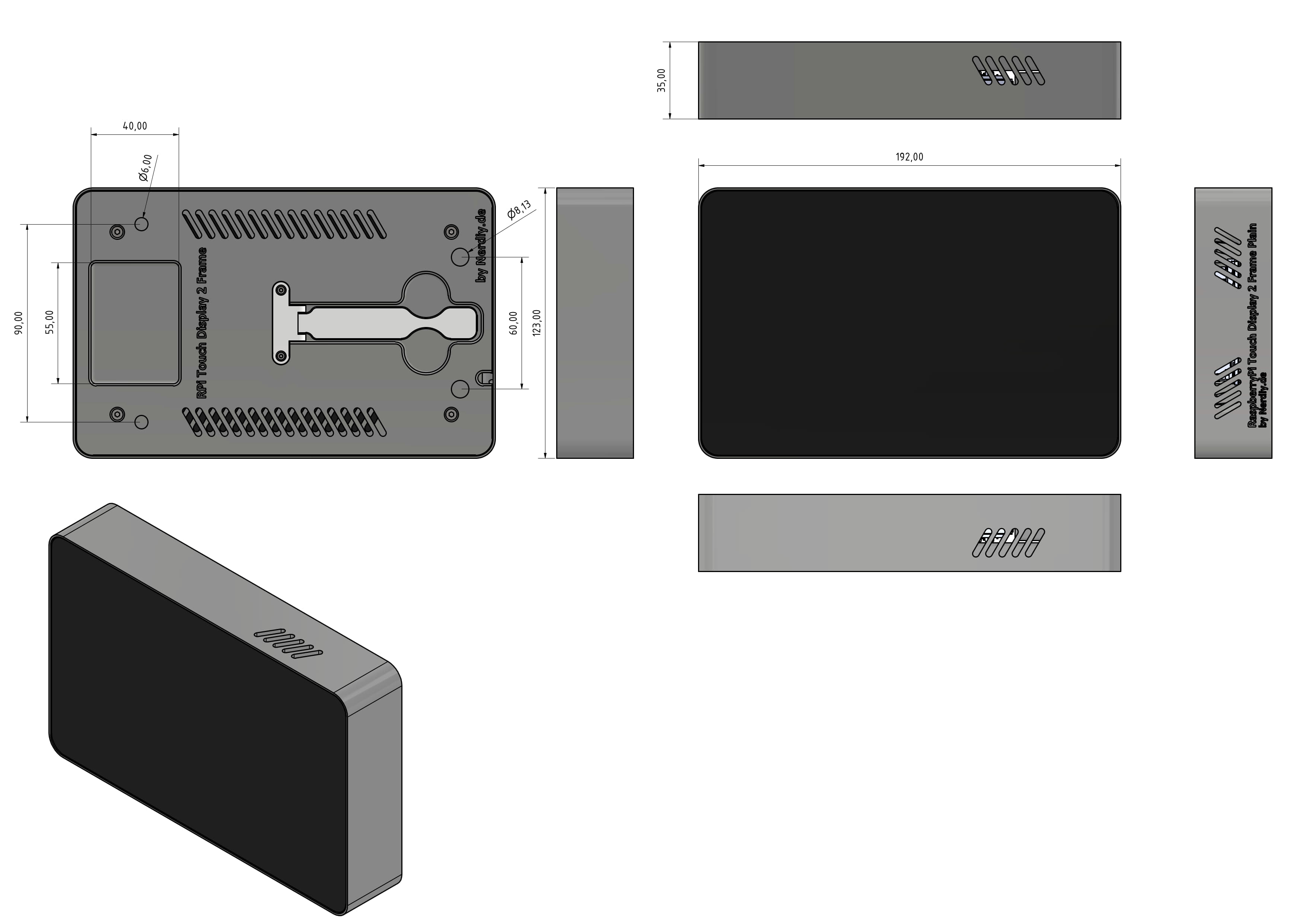 Raspberry Pi 7" Touch Display 2 Frame for RaspberryPi 5 - Vertical by Nerdiy.de — miniatura 4