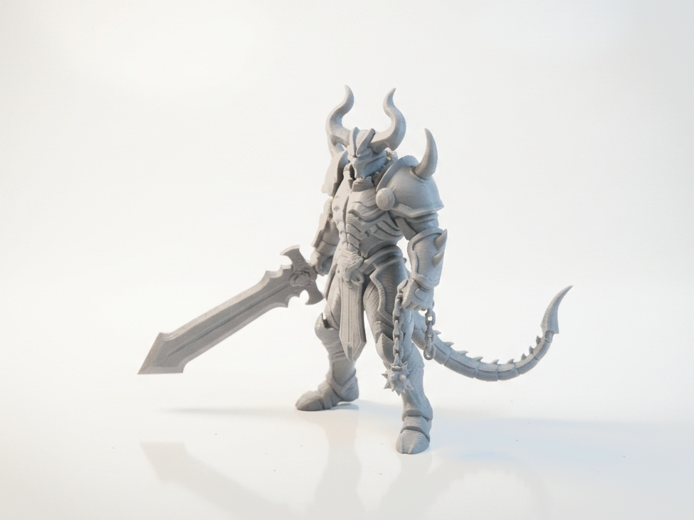 Demon Warlord Figurine Fantasy Mythology 3D Printable