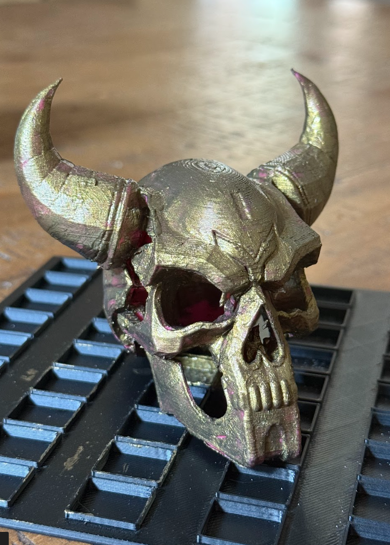 Horned Metal Skull