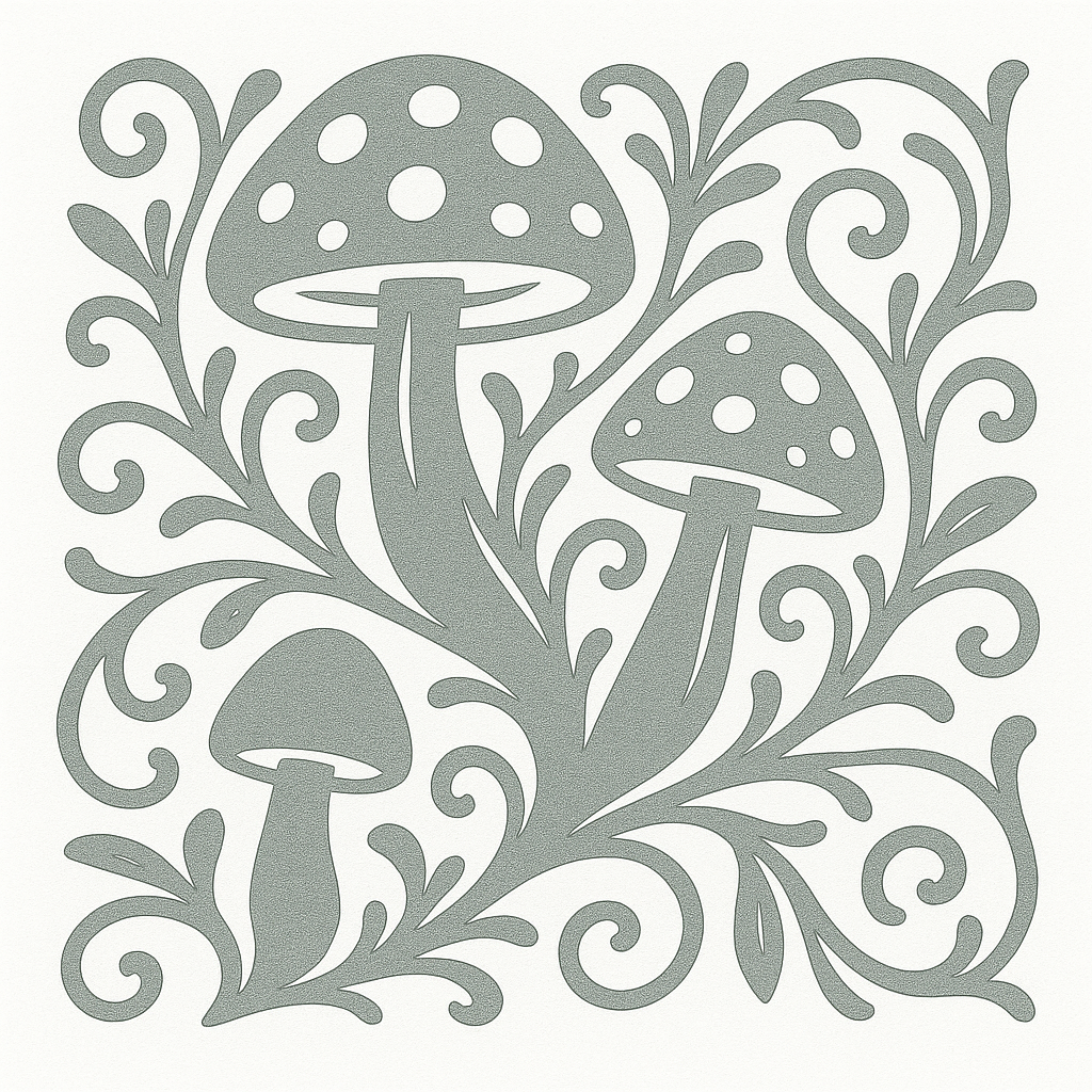 Grzybowa Floratura – Ozdobny Ornament Roślinny/Fungal Flourish – Botanical Mushroom Ornament
