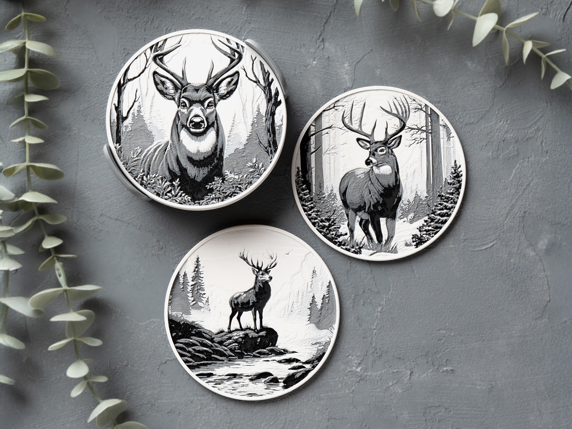Winter Deer Coasters