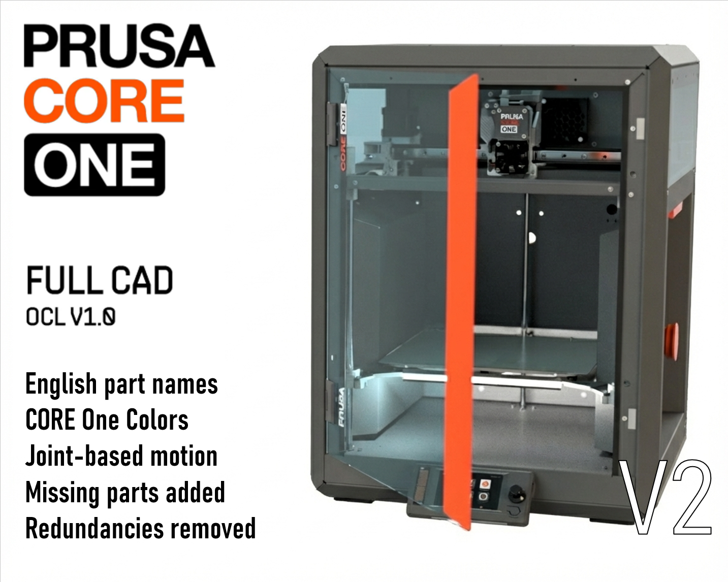 Prusa CORE One - Full CAD Assembly - English, Color V2
