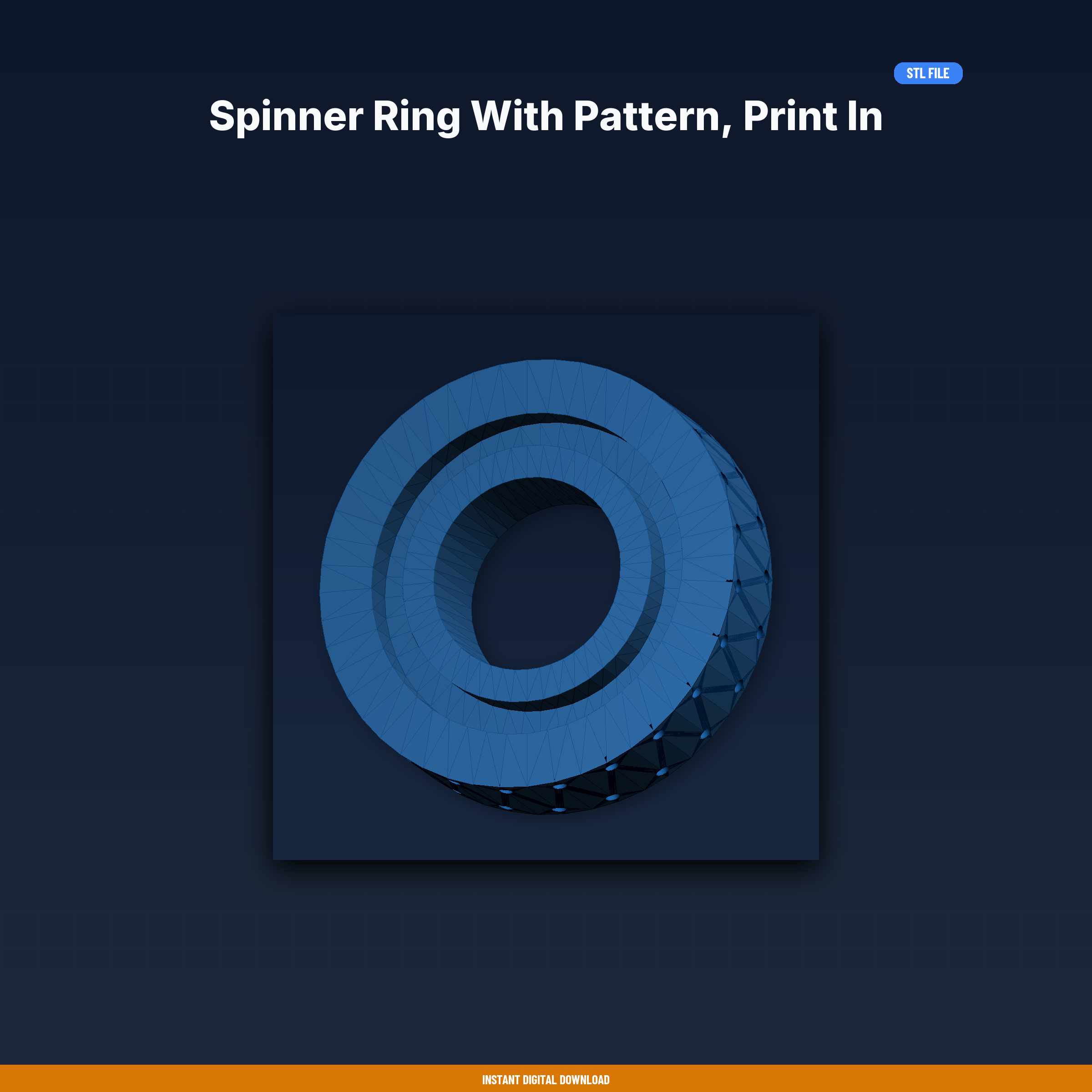 Spinner Ring with Pattern, Print in Place, Decorative Spinning - 3D Printable STL File