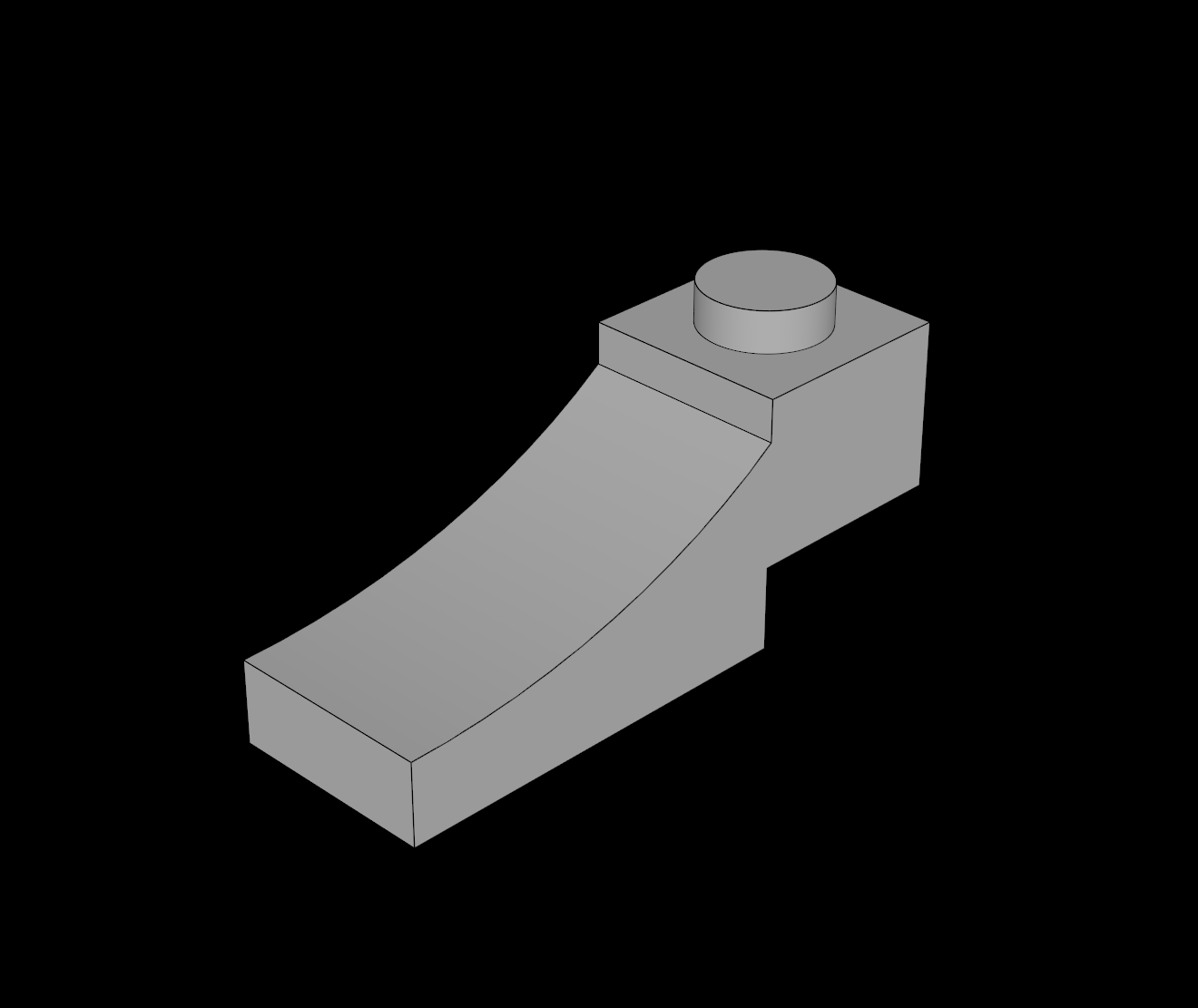 Lego Compatible (70861.dat) Slope Brick Curved  1 x  3 with  1 x  2 Inverted Cutout 3D model by thall72