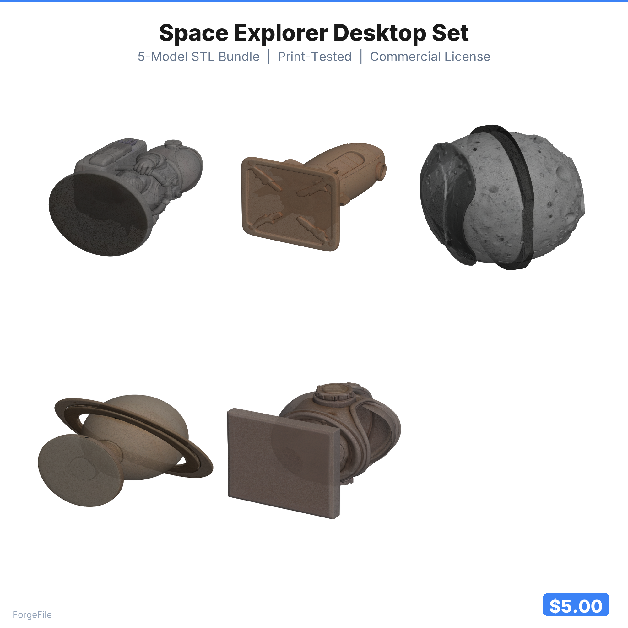 Space Explorer Desktop Set - 5-Model STL Bundle for 3D Printing