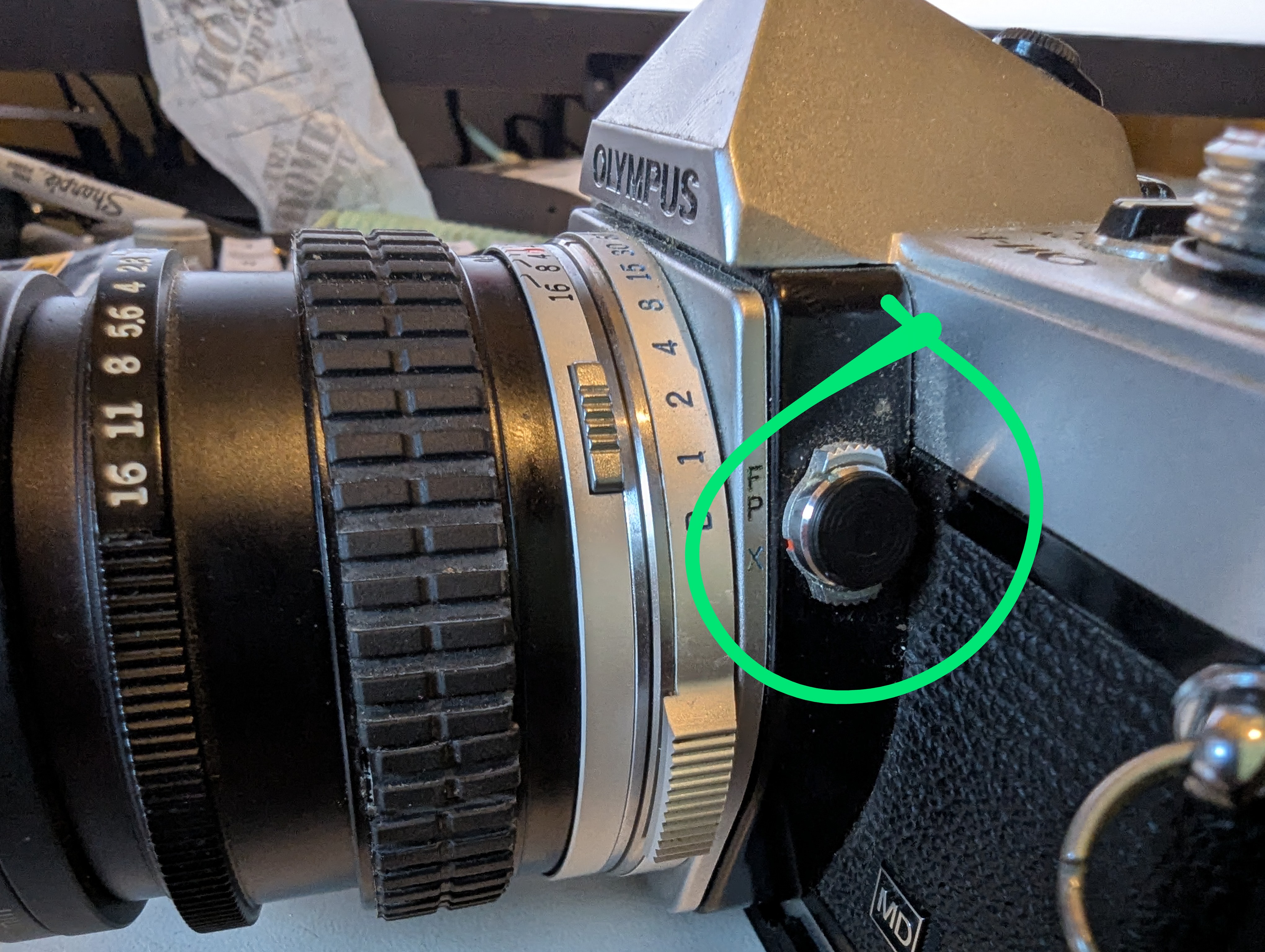 Olympus OM1 OM1n flash sync socket cover