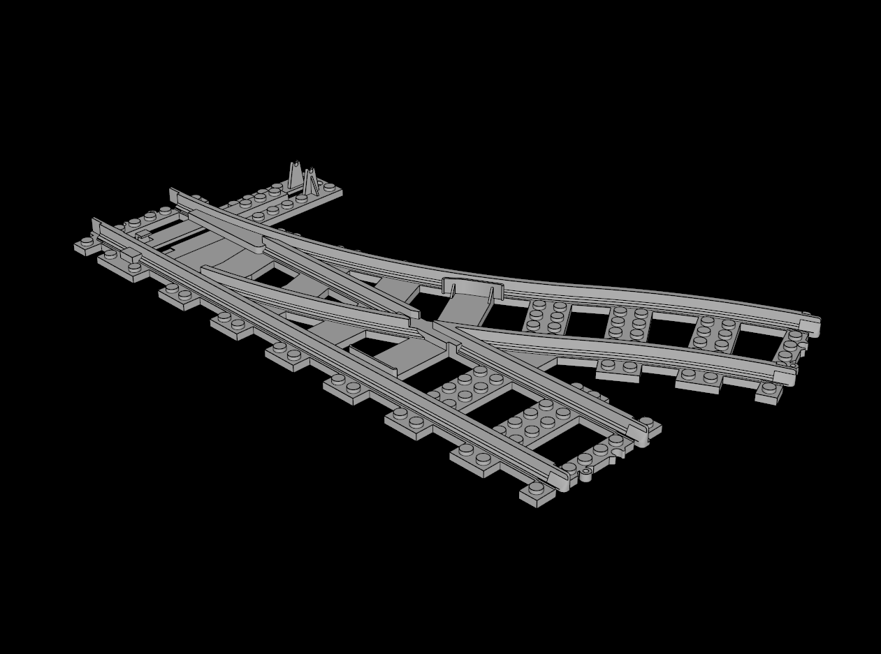 Lego Compatible (53407.dat) Train Track 6 Studs Wide Switch Point Left