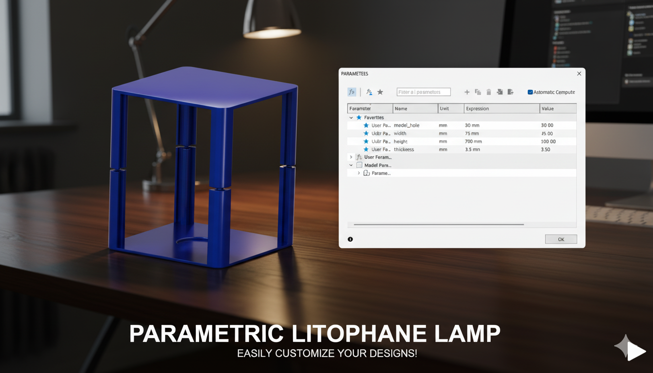 Parameterized Litophane Picture Lamp Frame (4 Sides)
