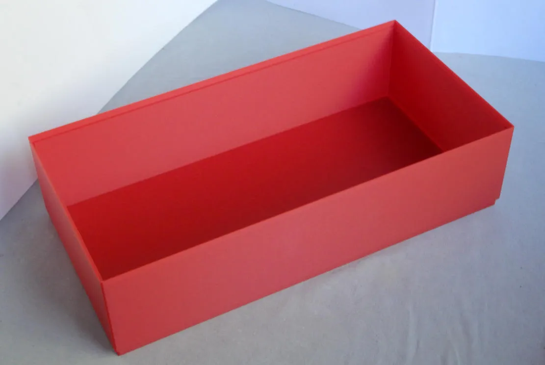 Box Halber Quader stapelbar, drei Größen. Stackable half cuboid boxes, three sizes. by blechbude