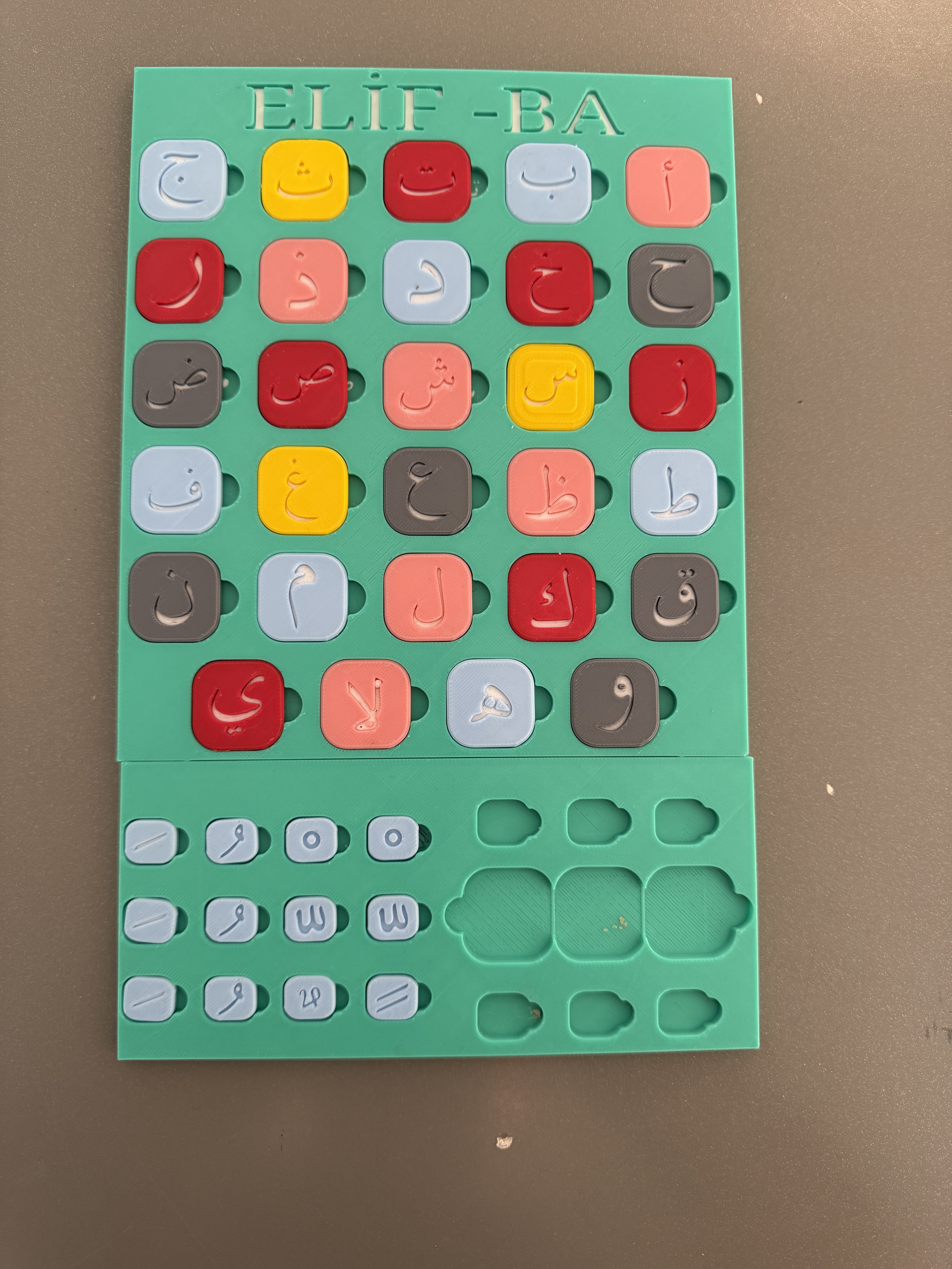 3D Printable Arabic Alphabet and Harakats (Elif-Ba for Quran Reading)