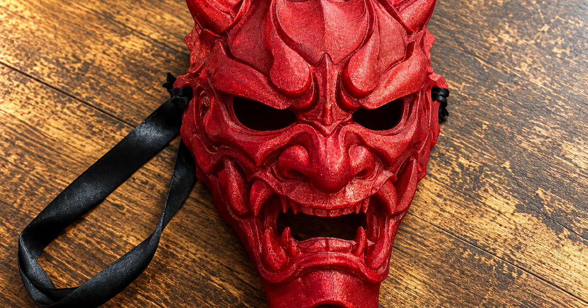 Oni Demon Mask – Red Horned by ShoheiY | Download free STL model ...
