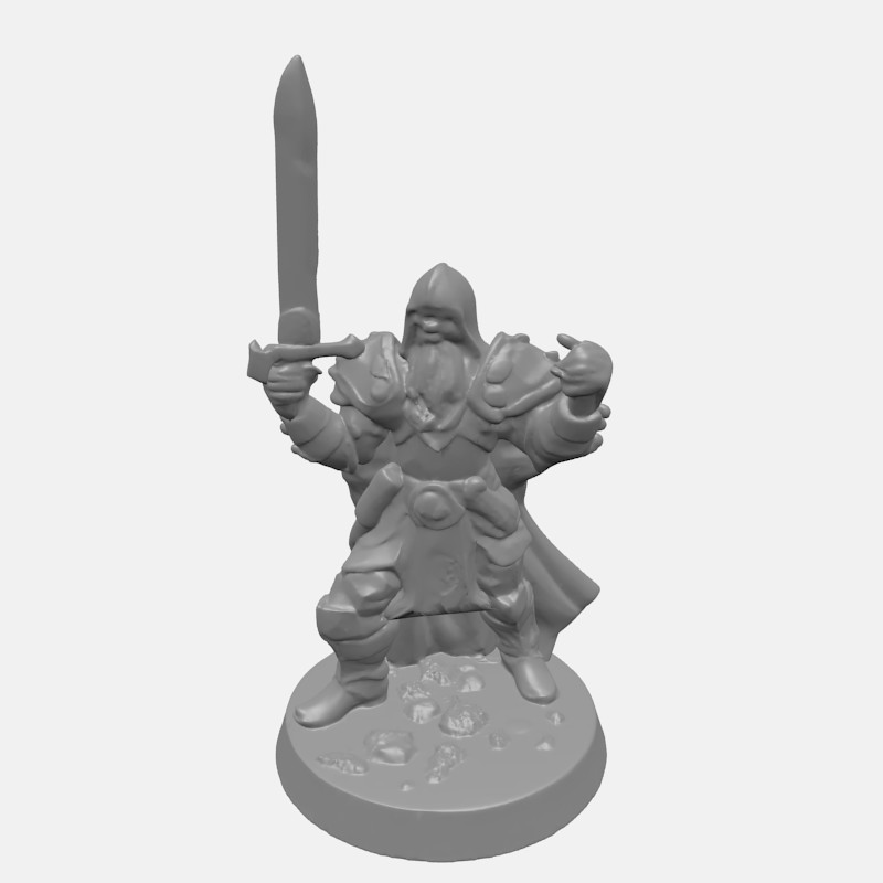 Dungeons & Dragons Tabletop Worrier with Dagger Detailed (NO Supports)
