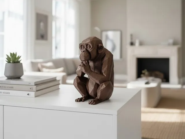 Geometric Monkey Sculpture - Low Poly Figure