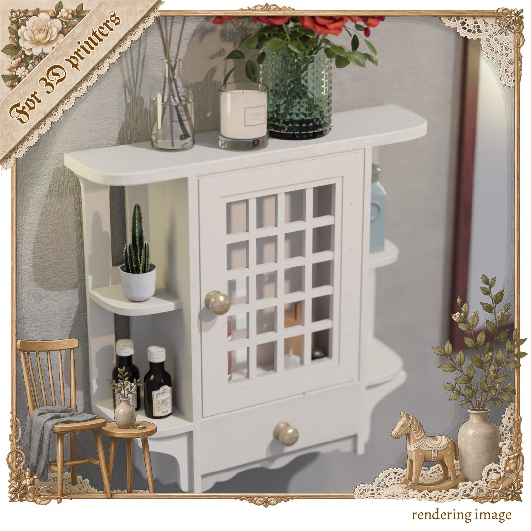 Antique Style Wall Shelf Miniature STL Diorama Furniture Indoor