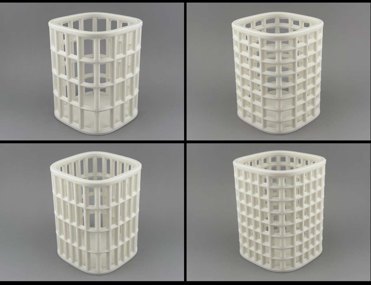 Squircle Grid Cage Open Frame Strong Pen Pencil Holder Set - Utilitarian home and office decor