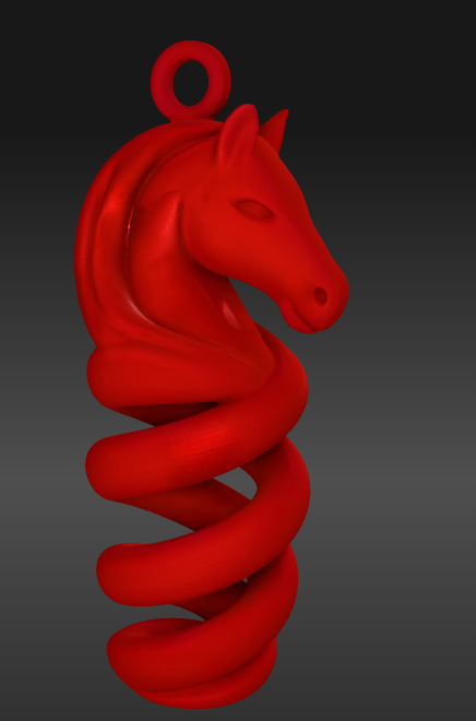 Horse Spiral Pendant / Keychain – Artistic 3D Printable Model