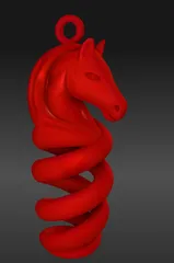Horse Spiral Pendant / Keychain – Artistic 3D Printable Model