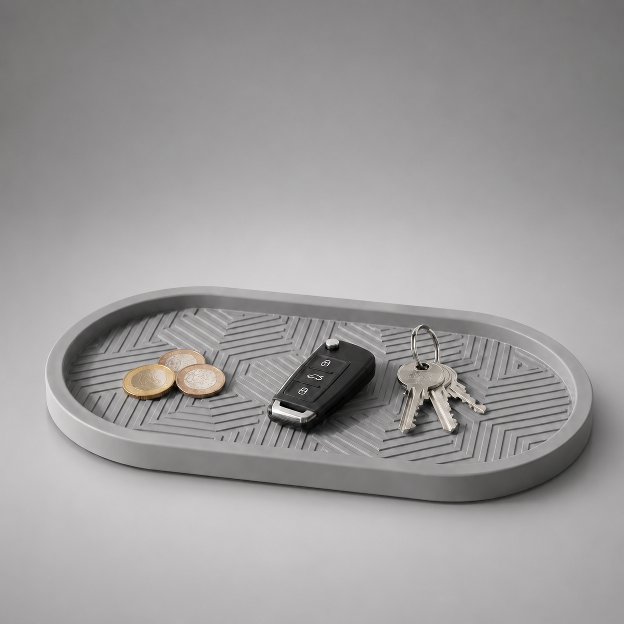 Modern Geometric Valet Tray STL – Oval Catchall Key Organizer, Desk & Entryway Tray