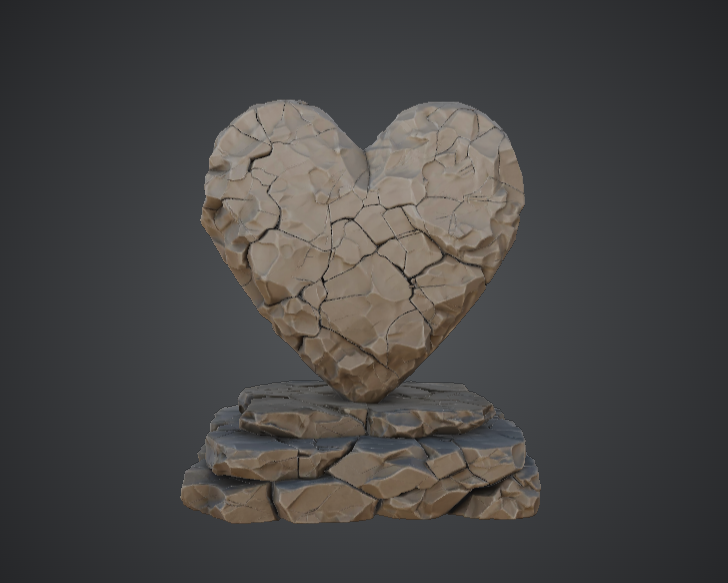 Cracked Stone Heart Sculpture – Fantasy Love Relic