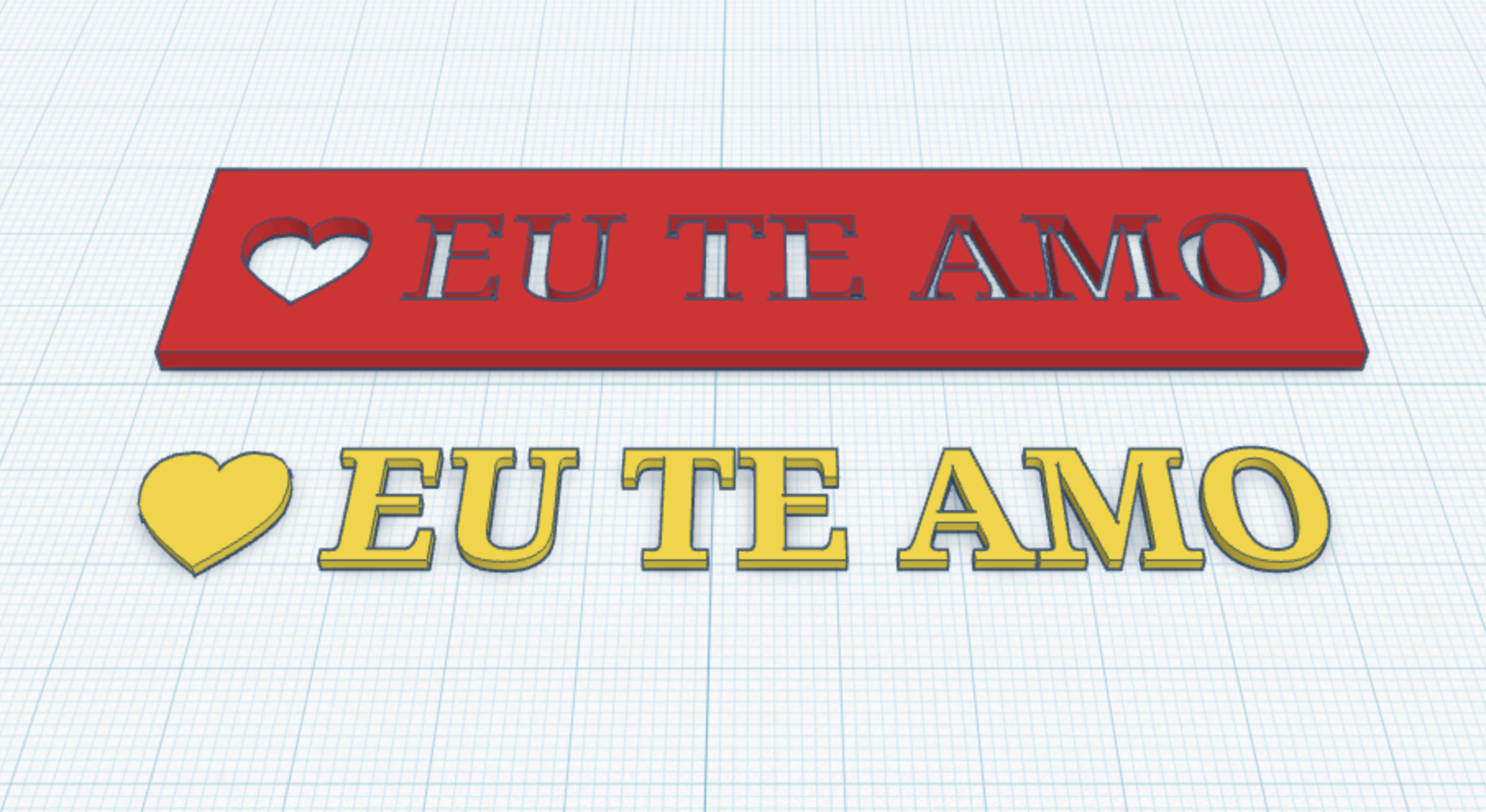 Placa "EU TE AMO" com coração