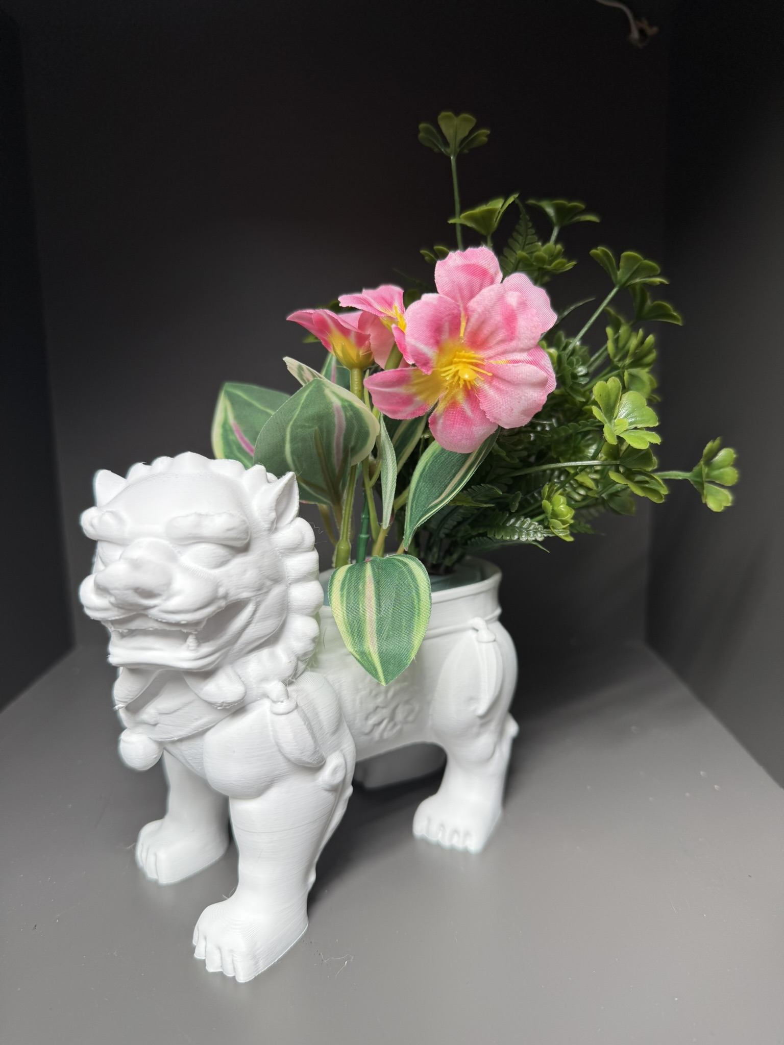 Stone lion planter or Fu dog planter