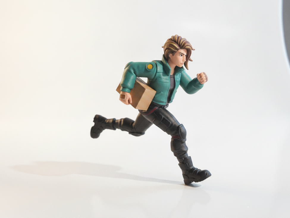 Running Delivery Lady Figurine Female Figure 3D Printable