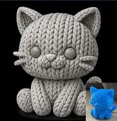Knitted Sitting Cat