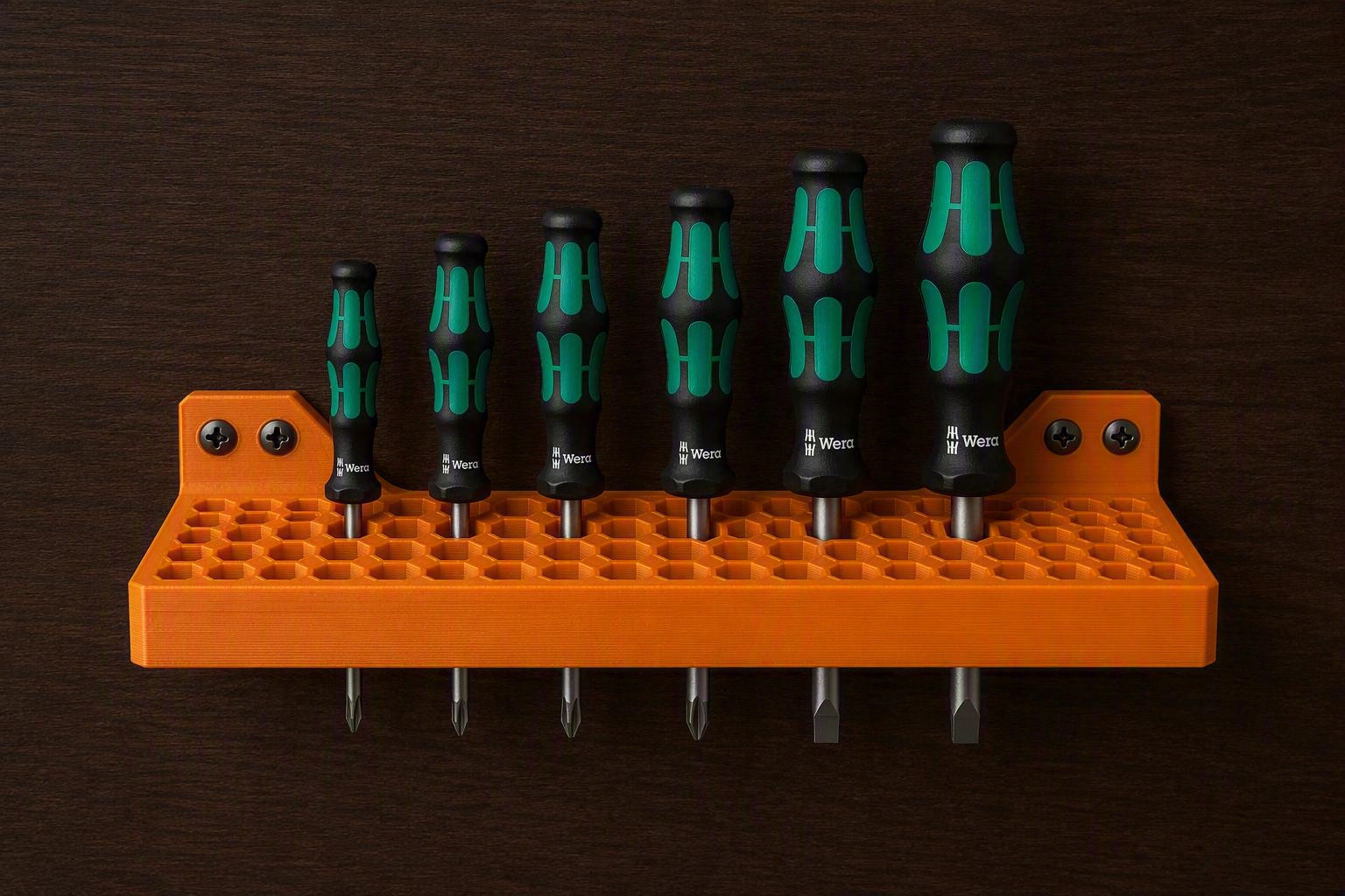 Large screwdriver holder with honeycomb pattern — druk 3D