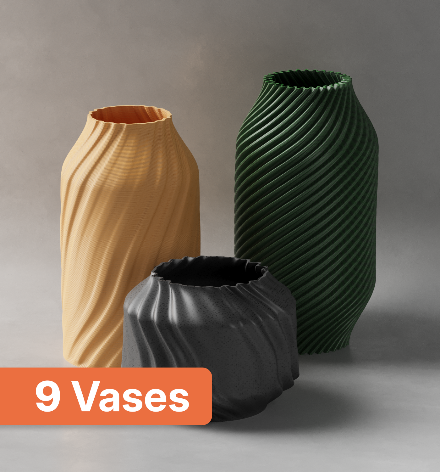 Vase Collection – 9 Modern Spiral & Ribbed Decorative Vases