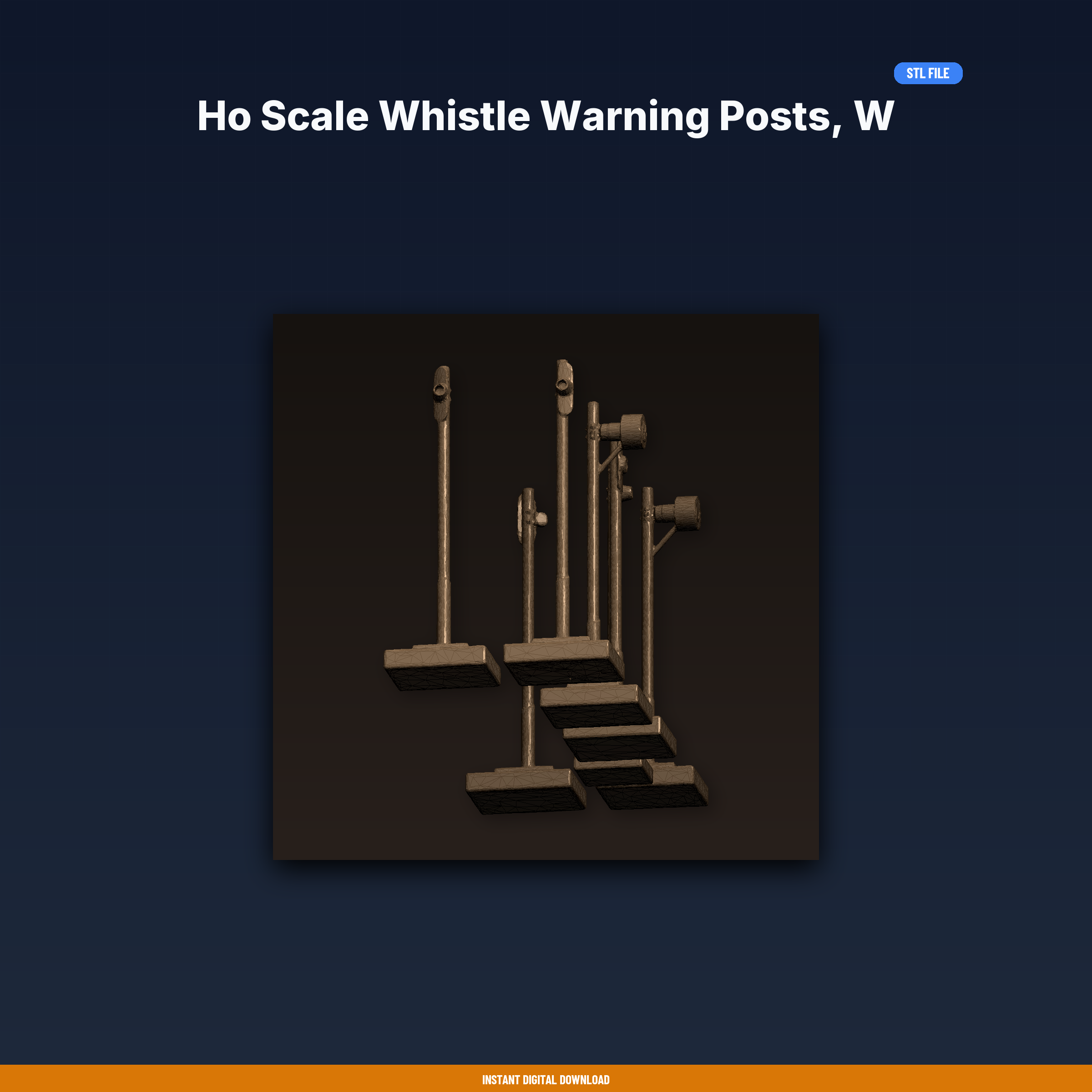 Ho Scale Whistle Warning Posts, W Posts, Set Of 8, Trackside - 3D Printable STL File