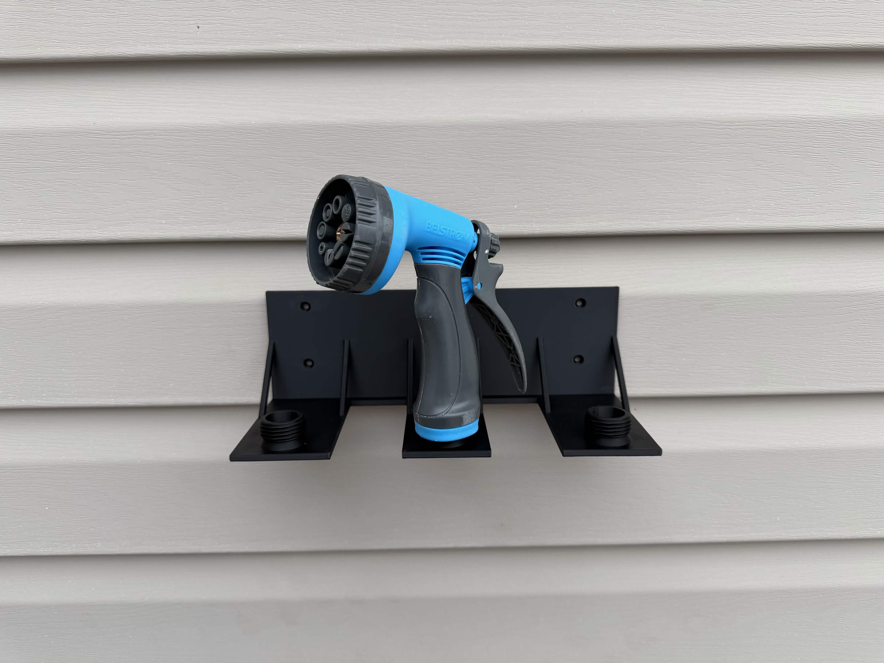 Wall-Mount Garden Hose Nozzle Organizer - Triple Holder System