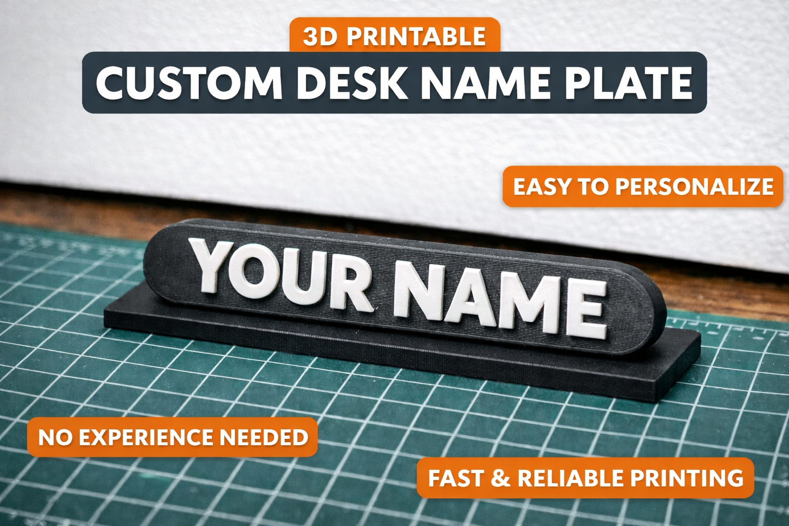 Customizable Desk Name Plate
