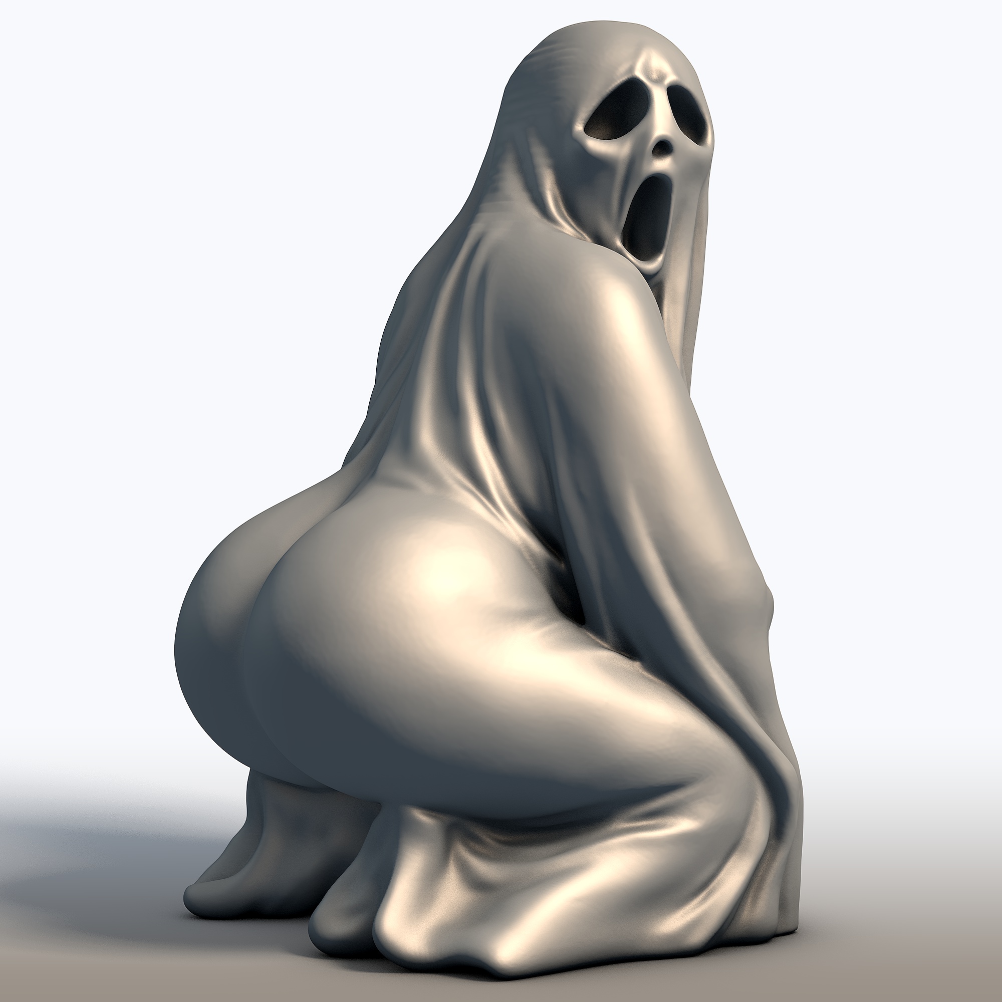 Cheeky Ghost Statue - Playful Spirit Sculpture - Whimsical Halloween Decor