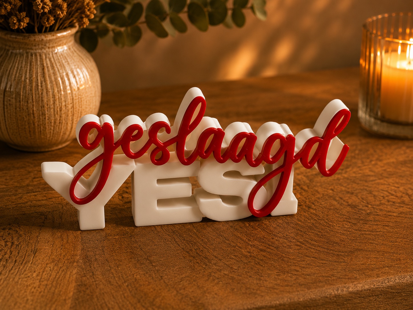 YES GESLAAGD!  | Dutch Graduation Decor | Multicolor 3D Text Sign
