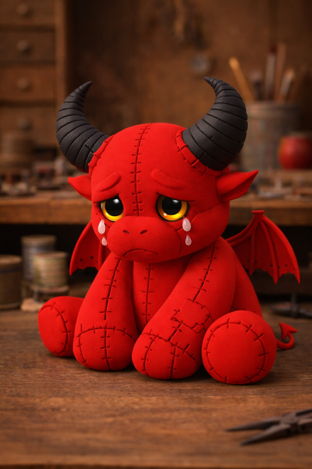Sad Devil Plush Style Figurine