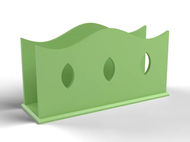 Napkin Holder - Wavy Sides with Leaf Windows, Holds a Stack Upright (OpenSCAD)
