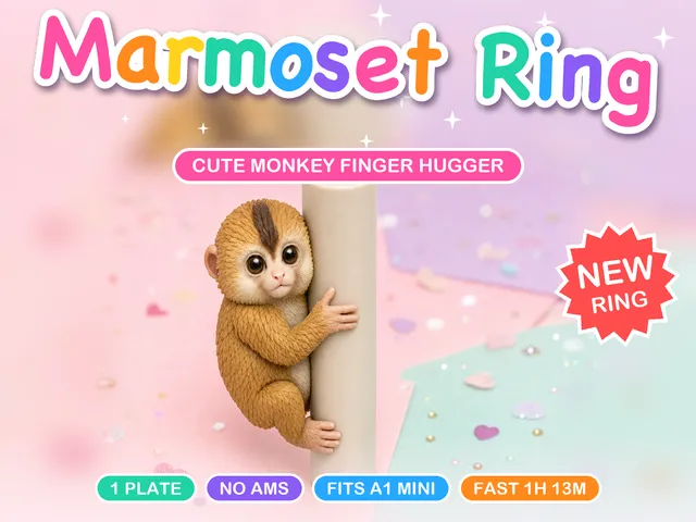 Marmoset Finger Ring, Cute Monkey Figurine
