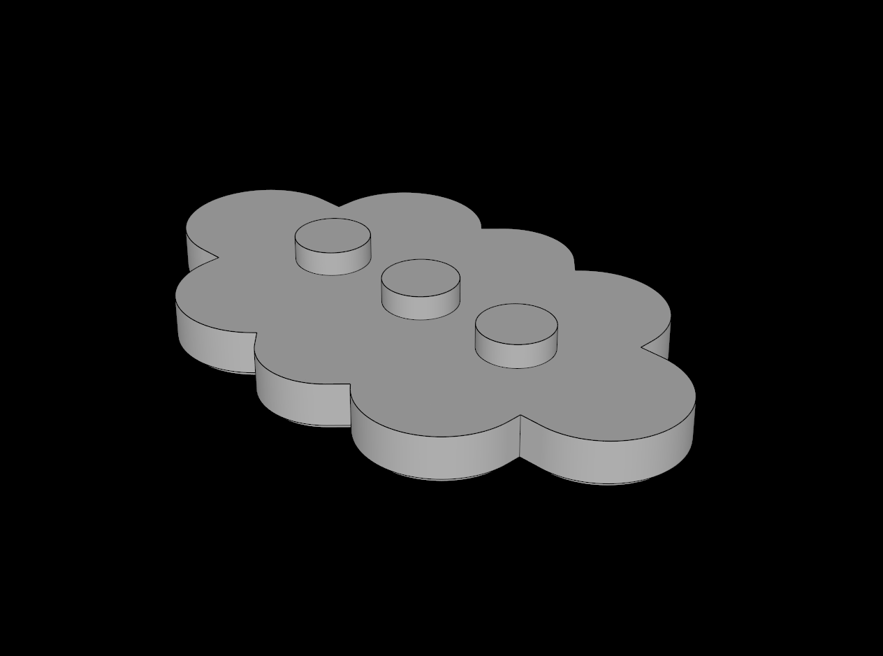Lego Compatible (35470.dat) Plate  3 x  5 Cloud Shape with  3 Studs