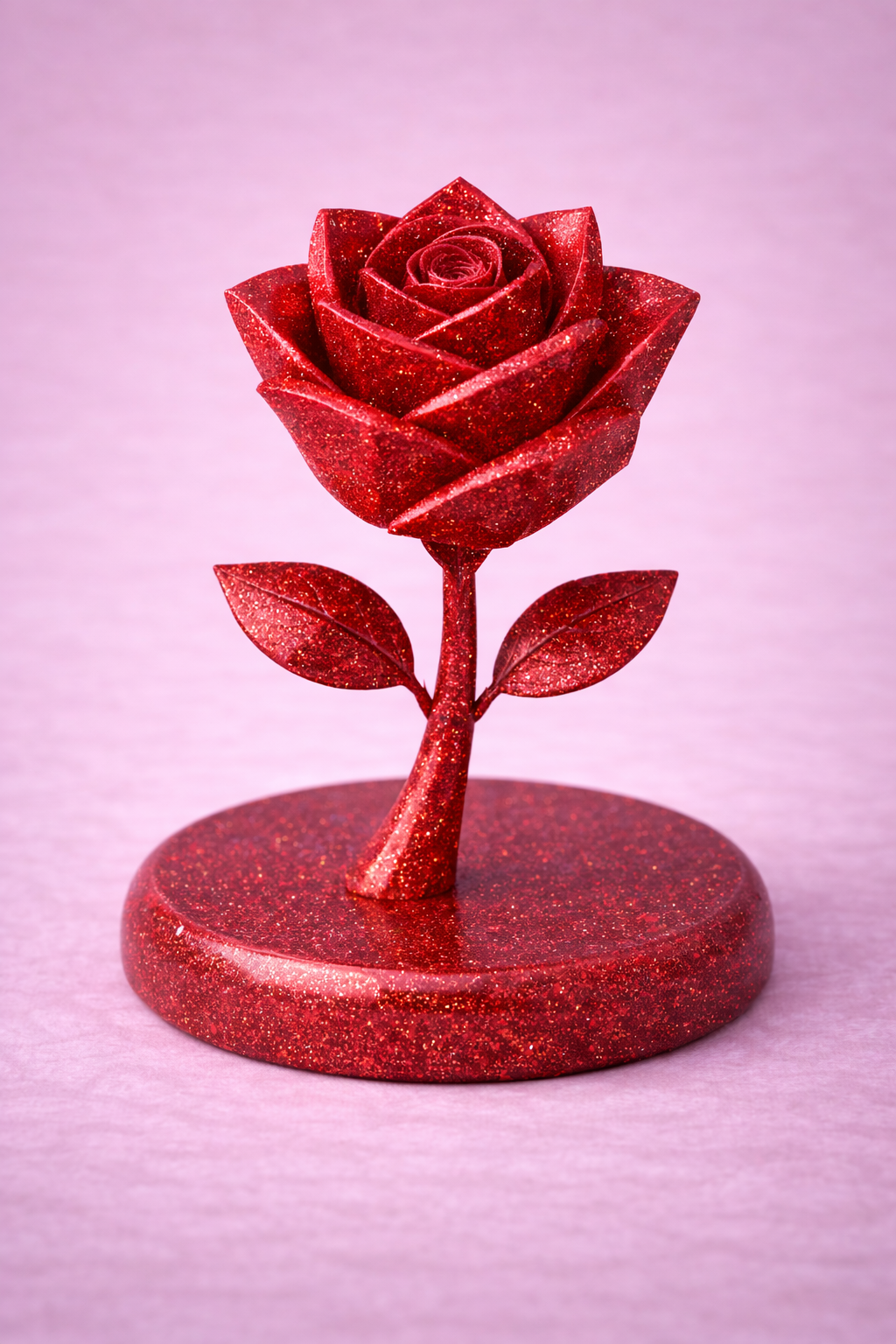 Glitter Red Rose – Sparkling Rose Sculpture | 3D Print