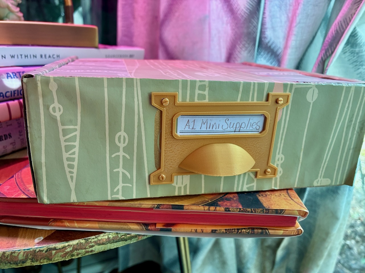 Vintage-style label plate/drawer pull (second version) for upcycling boxes — thumbnail 2