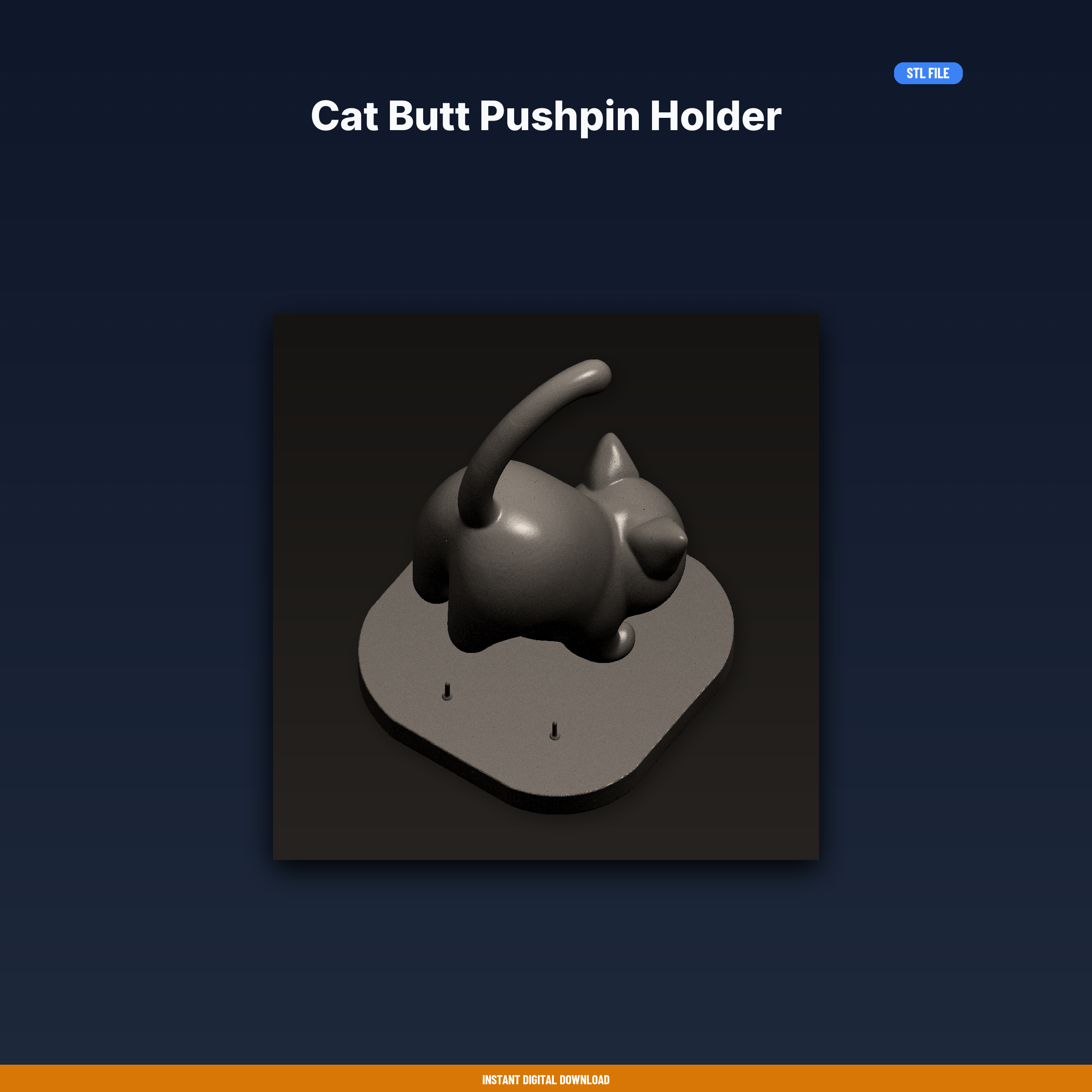 Cat Butt Pushpin Holder - 3D Printable STL File