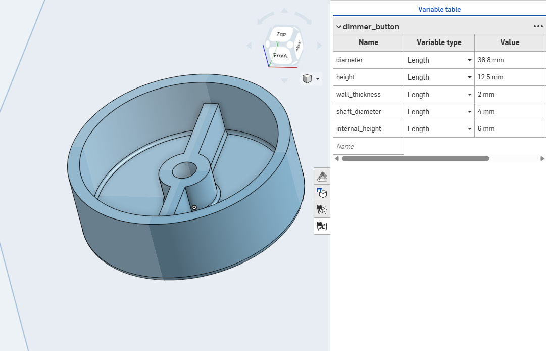 Fully Parametric Dimmer Button